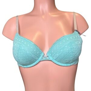 Aerie‎ Harper Teal Lace Crochet Push Up Bra 36B